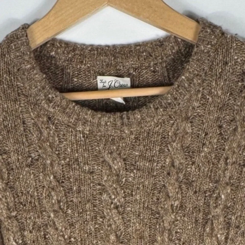 J.Crew Donegal Wool Cable Knit Sweater Mens M Brown Marled Crew Neck